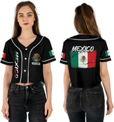 Custom Mexico Flag Crop Top Baseball Jersey Shirt Woman Playeras De Mexico 3D Personalized Mexican Jersey Shirts for Women